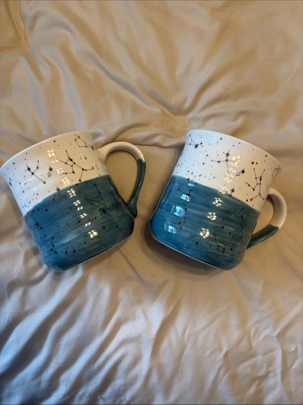 Ceramic Constellation Accent Mug in Teal and White
